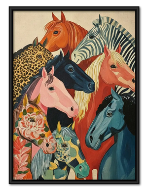 Colorful Gathering of Wild Horses Wall Art