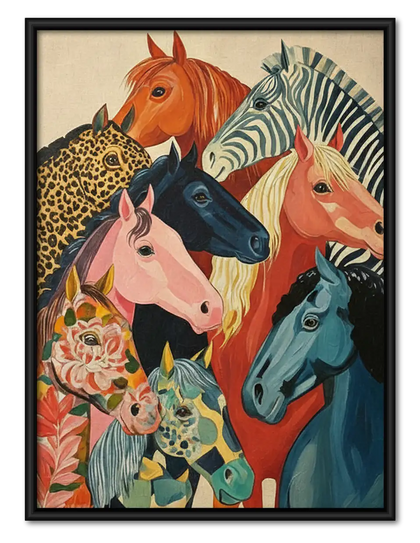 Colorful Gathering of Wild Horses Wall Art