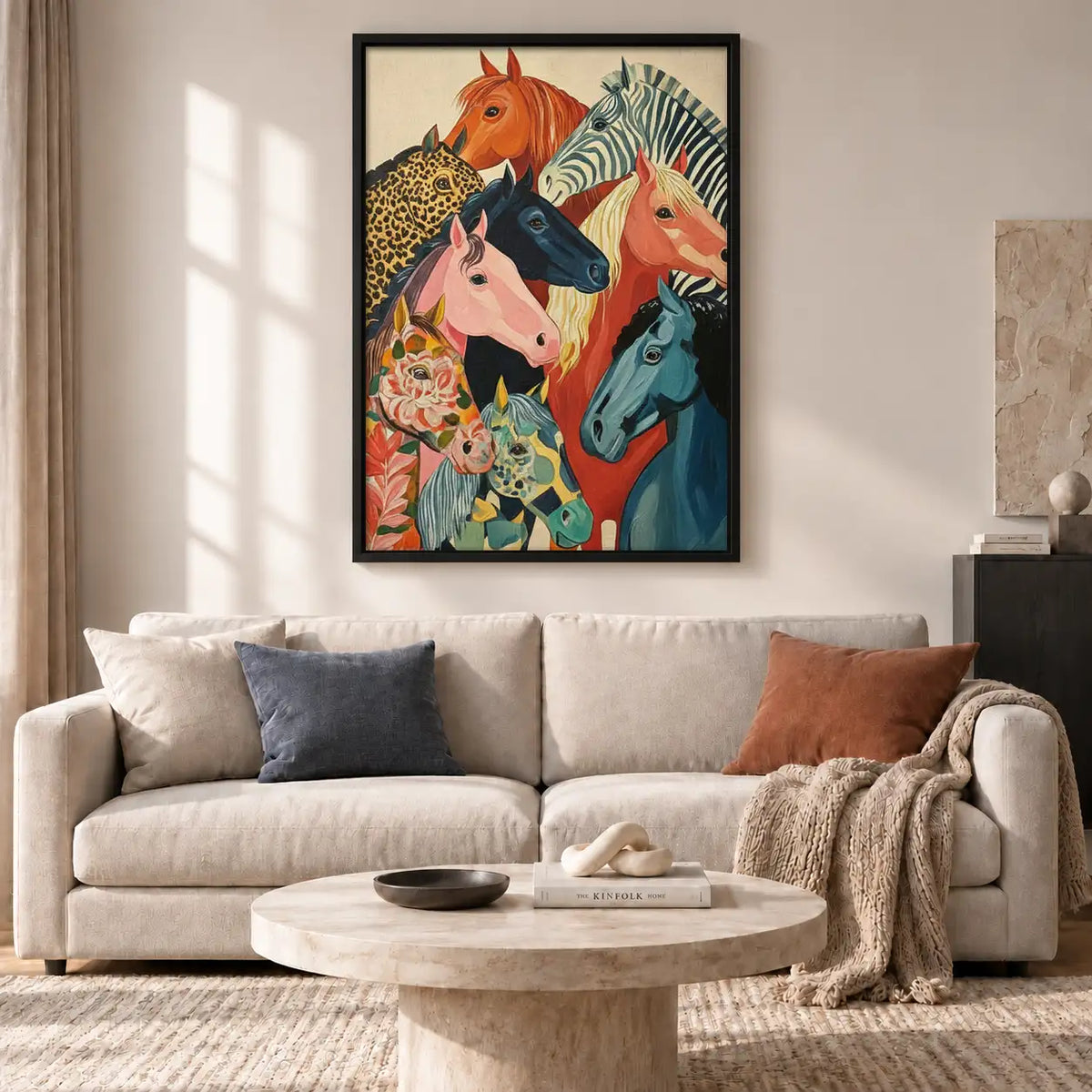 Colorful Gathering of Wild Horses Wall Art 2
