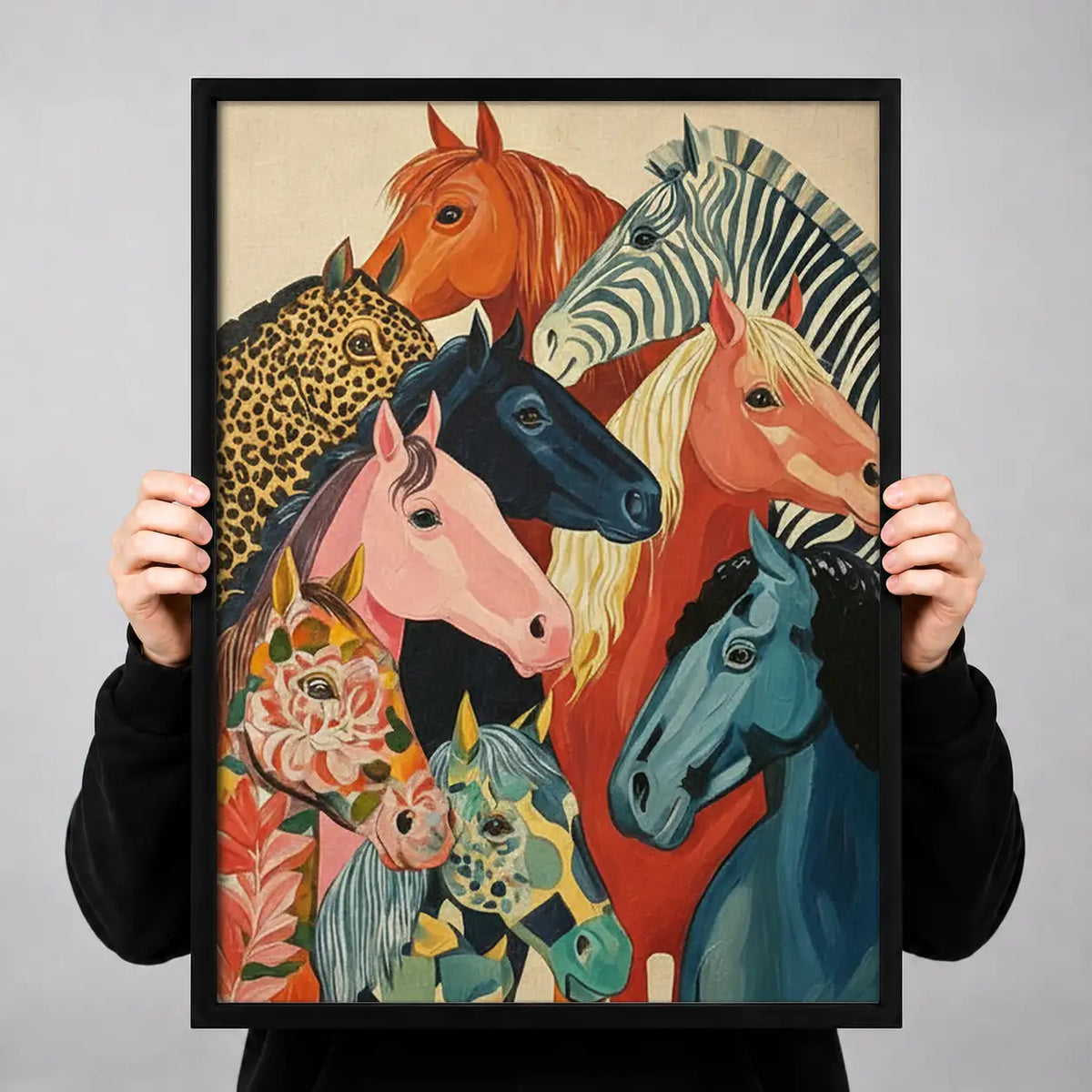 Colorful Gathering of Wild Horses Wall Art 3
