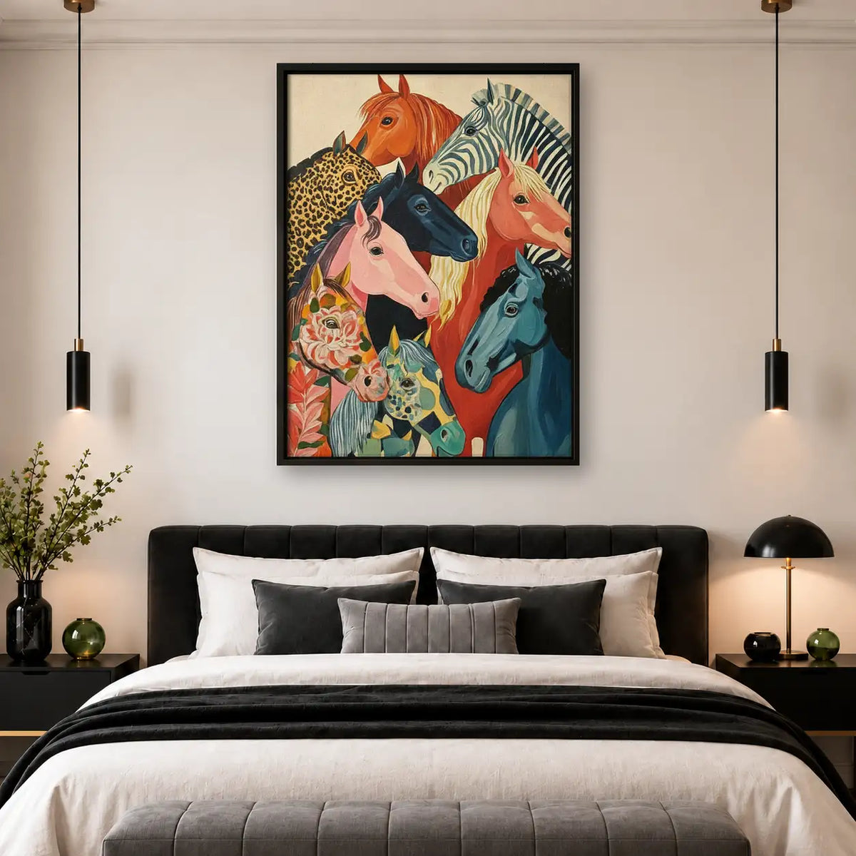 Colorful Gathering of Wild Horses Wall Art 4