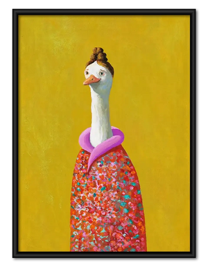 Colorful Goose with Pink Pool Float Wall Art