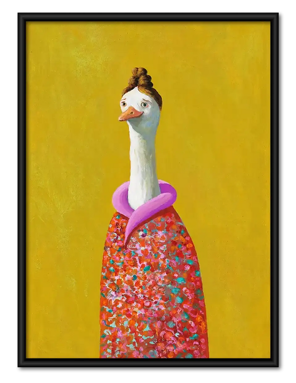 Colorful Goose with Pink Pool Float Wall Art
