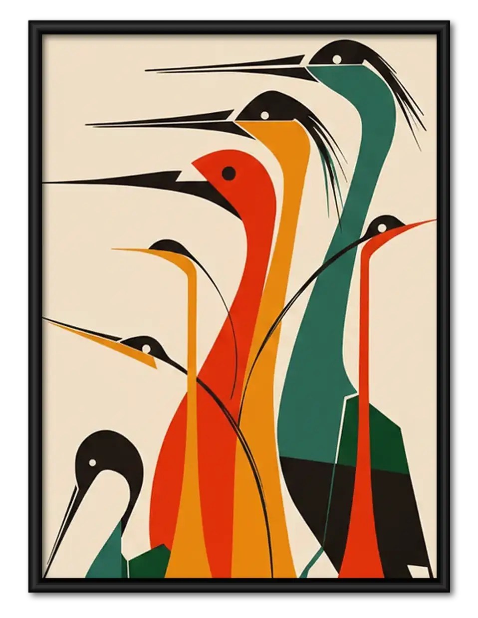 Colorful Mid Century Long Beak Birds Wall Art 1
