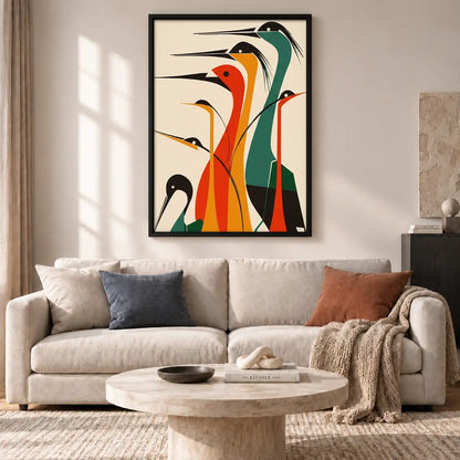 Colorful Mid Century Long Beak Birds Wall Art 2