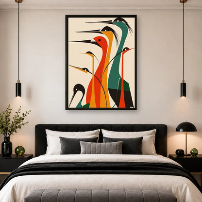 Colorful Mid Century Long Beak Birds Wall Art 4