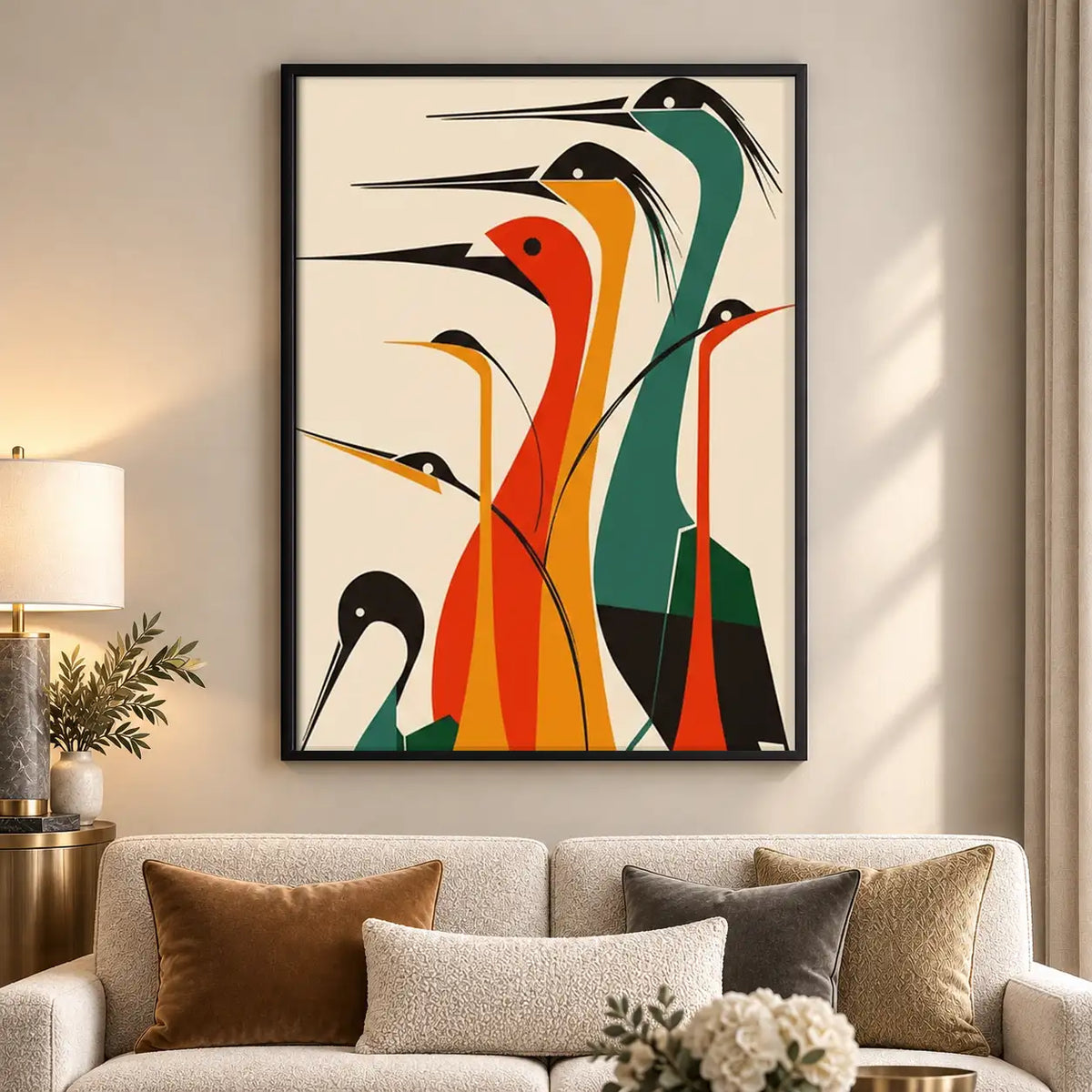 Colorful Mid Century Long Beak Birds Wall Art 5