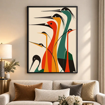 Colorful Mid Century Long Beak Birds Wall Art 5