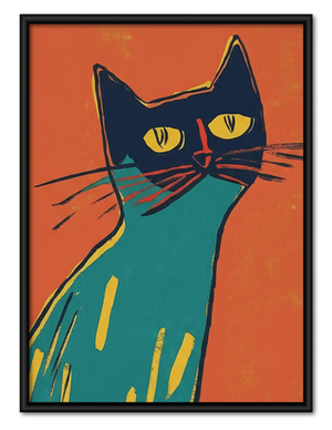 Colorful Modern Black Cat Portrait Wall Art
