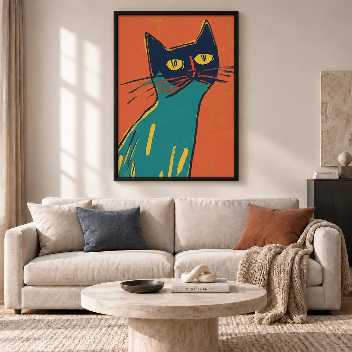 Colorful Modern Black Cat Portrait Wall Art 2