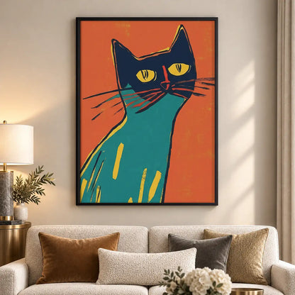 Colorful Modern Black Cat Portrait Wall Art 5