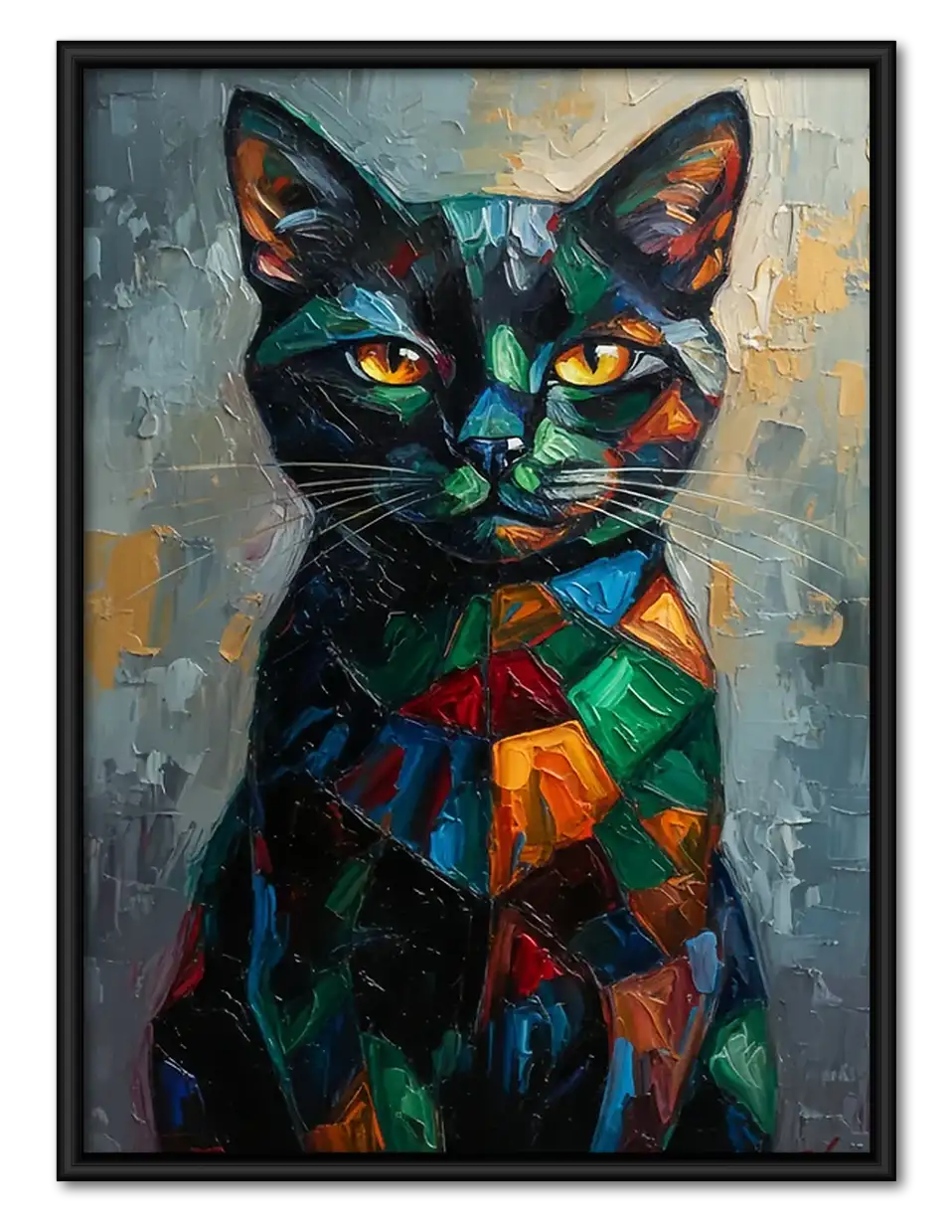 Colorful Mosaic Cat Portrait Wall Art 1