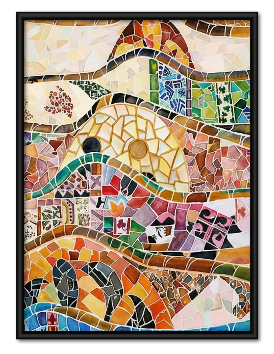 Colorful Mosaic City Map Wall Art 1