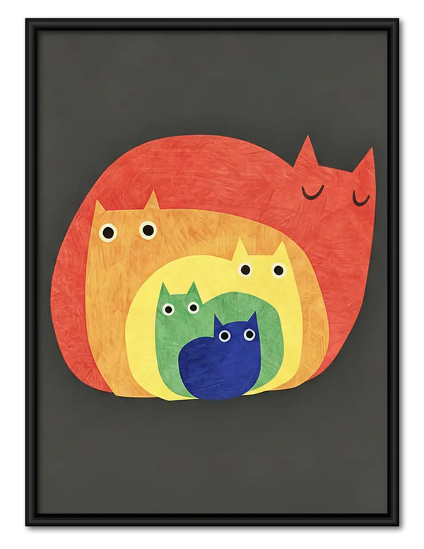 Colorful Nested Cats Wall Art