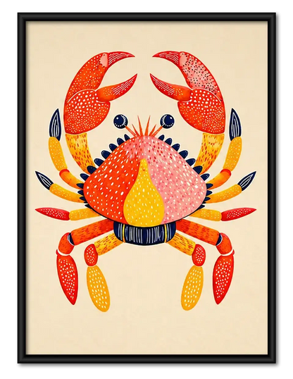 Colorful Orange Crab Wall Art 1