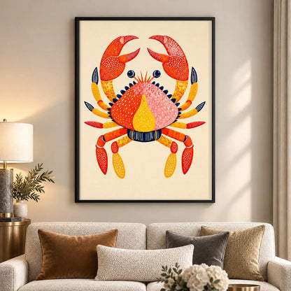 Colorful Orange Crab Wall Art 5
