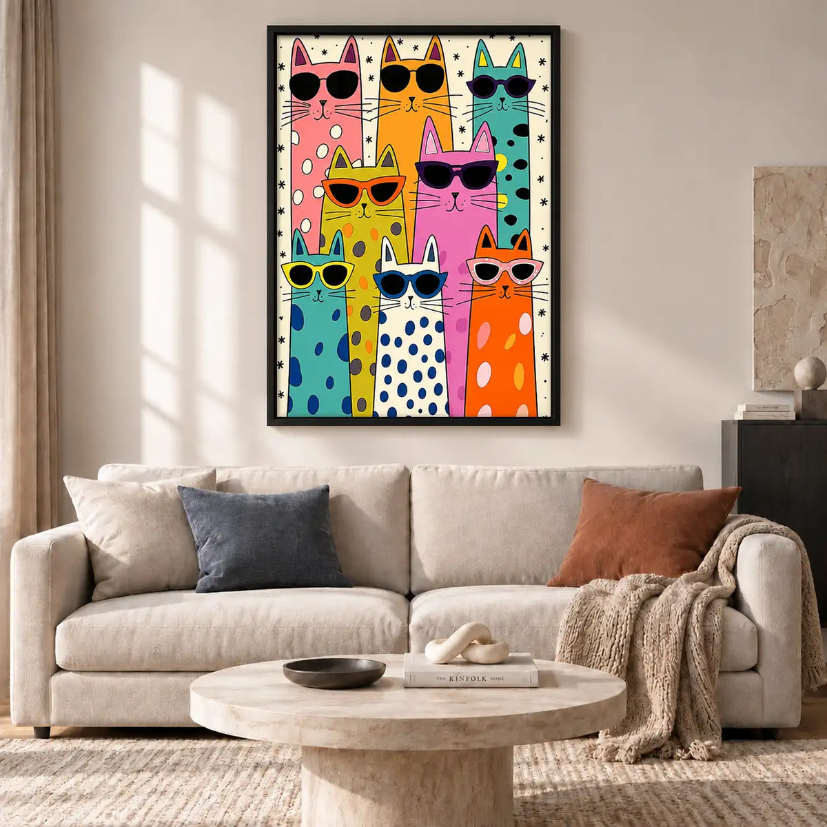Colorful Sunglasses Cat Group Wall Art 2