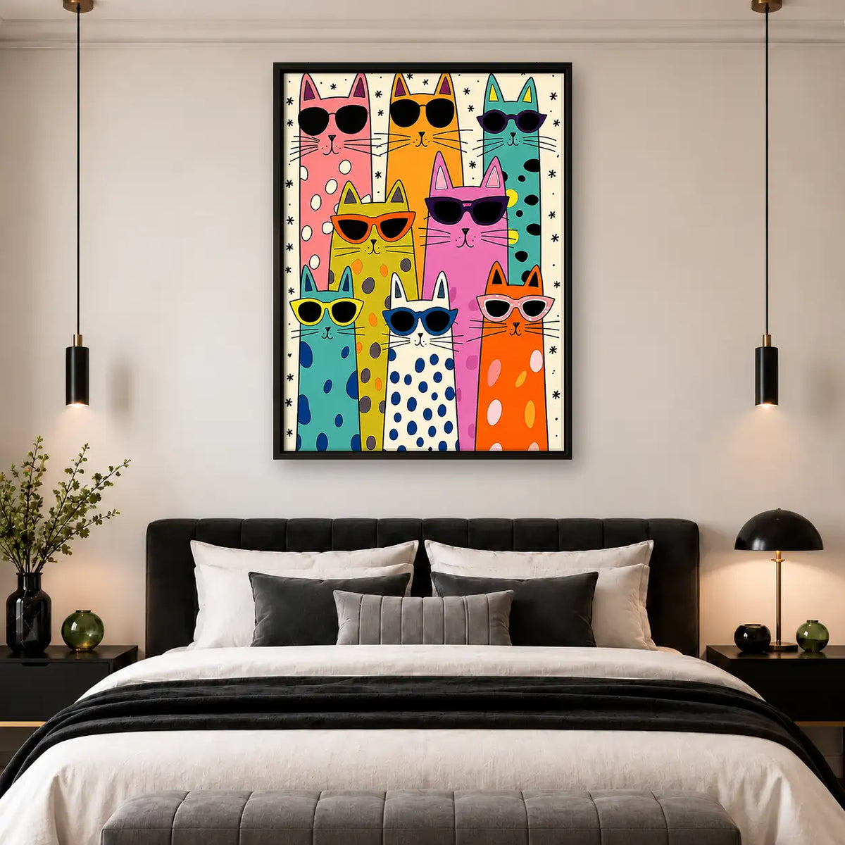 Colorful Sunglasses Cat Group Wall Art 4