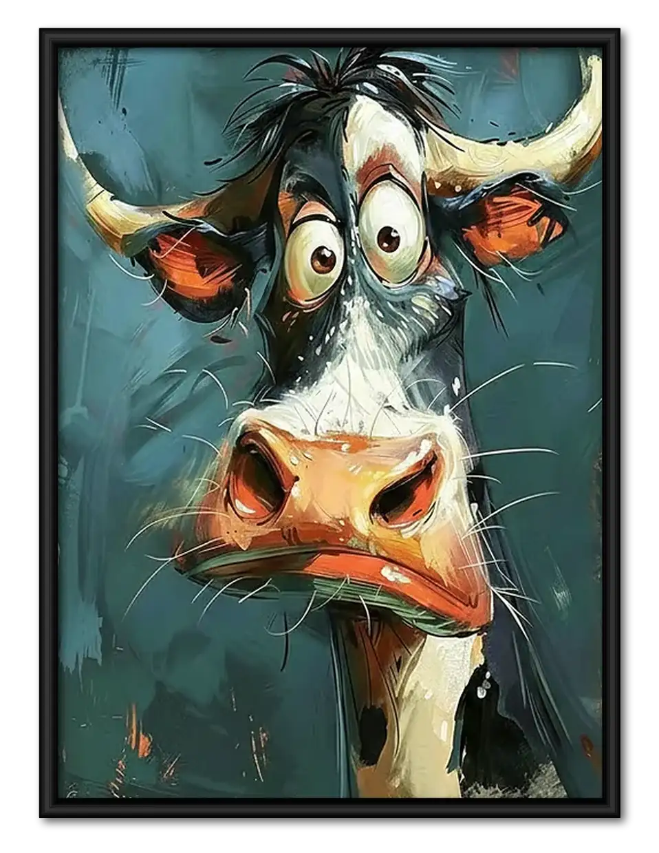 Colorful Surprised Cow Portrait Wall Art 1