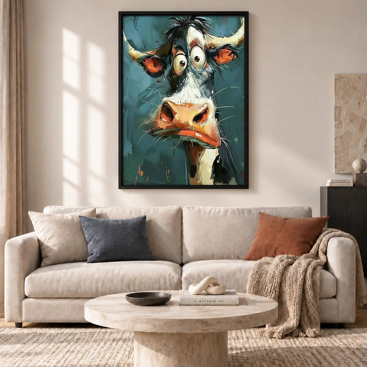 Colorful Surprised Cow Portrait Wall Art 2