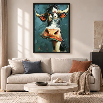 Colorful Surprised Cow Portrait Wall Art 2
