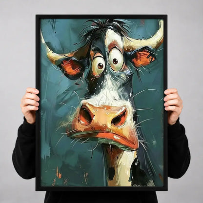Colorful Surprised Cow Portrait Wall Art 3