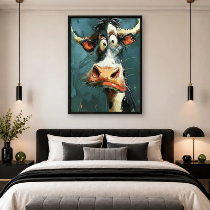 Colorful Surprised Cow Portrait Wall Art 4