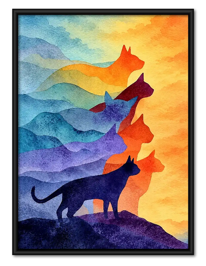 Colorful Wolves Howling at Sunrise Wall Art