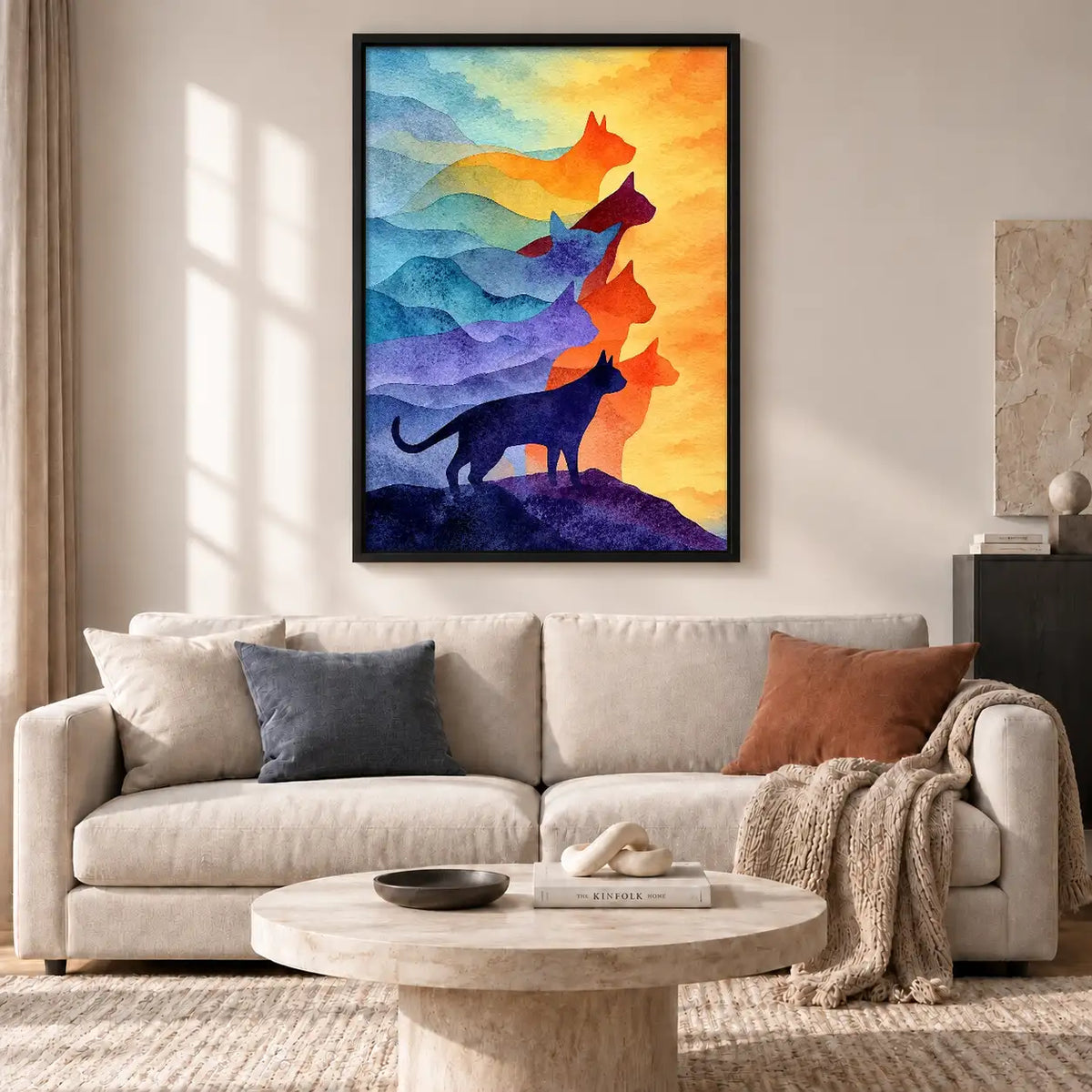 Colorful Wolves Howling at Sunrise Wall Art 2