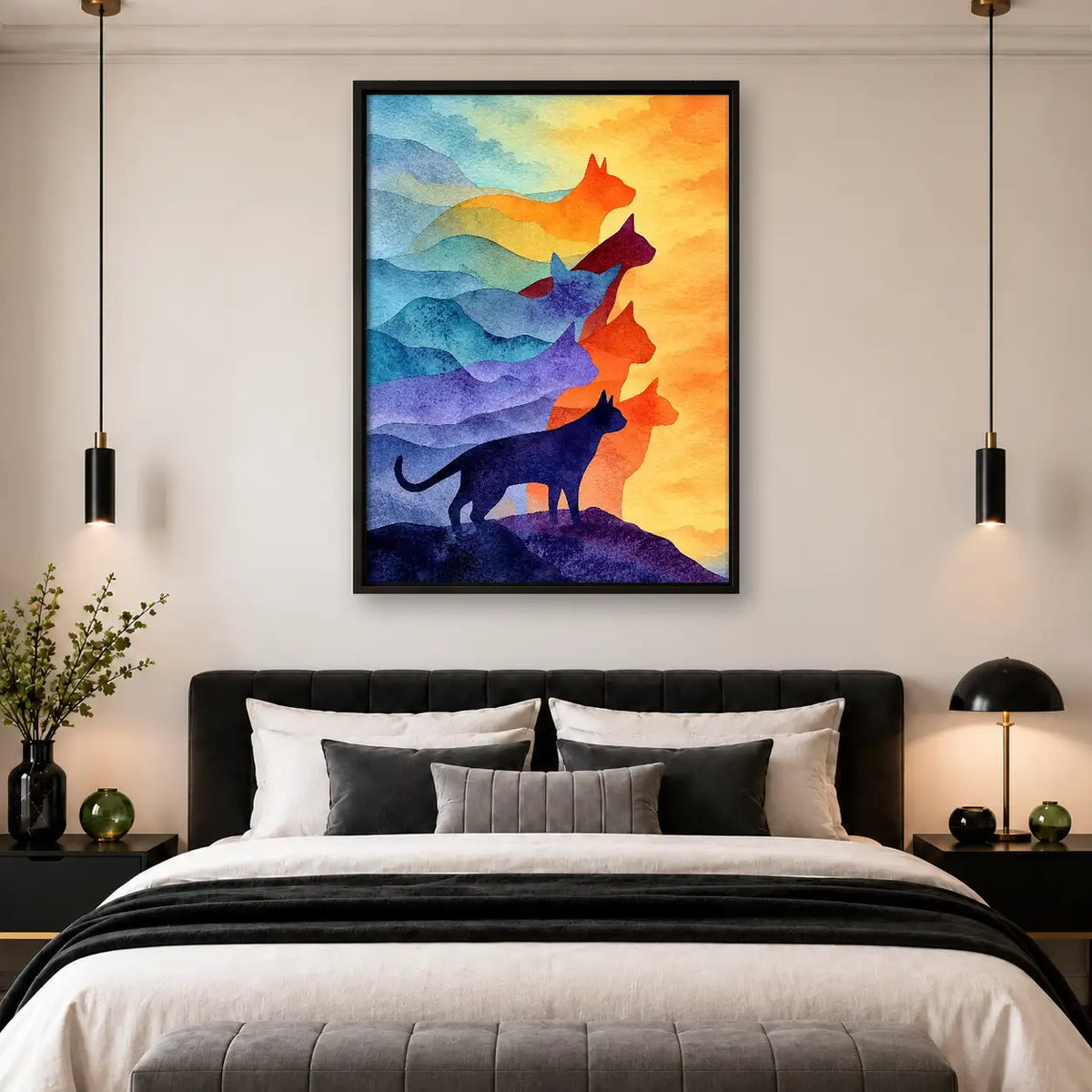 Colorful Wolves Howling at Sunrise Wall Art 4