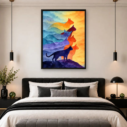 Colorful Wolves Howling at Sunrise Wall Art 4