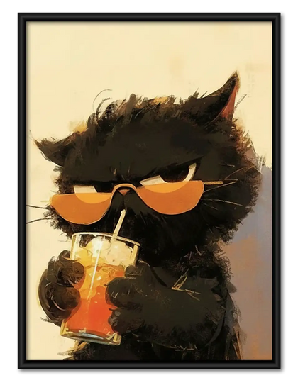 Cool Dog Drinking Beer Wall Art
