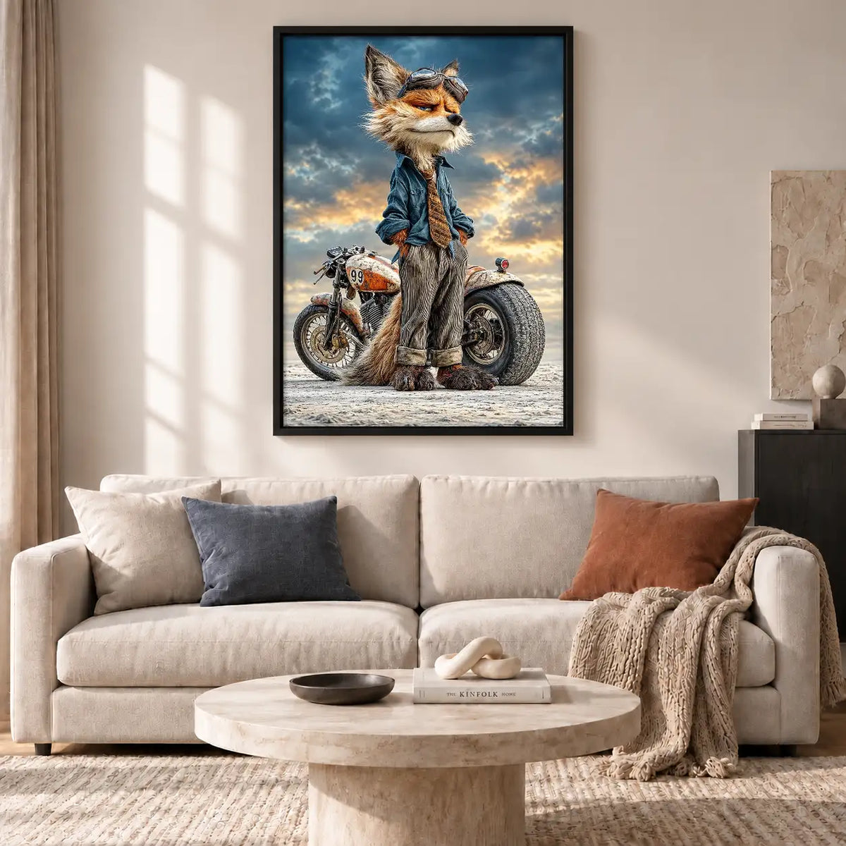 Cool Fox Riding Motorcycle Wall Art 2