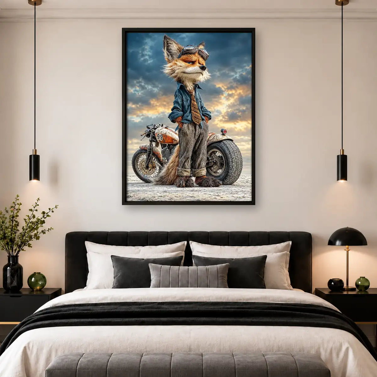 Cool Fox Riding Motorcycle Wall Art 4