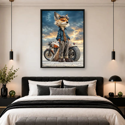 Cool Fox Riding Motorcycle Wall Art 4