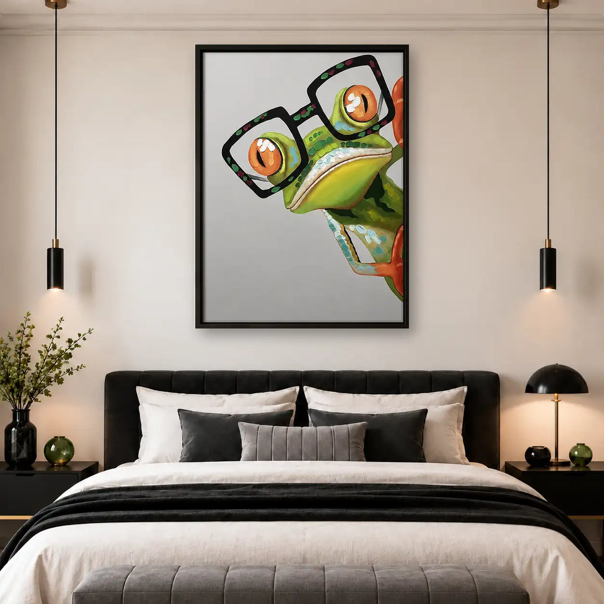 Cool Frog Wearing Oversized Glasses Wall Art 4