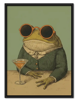 Cool Frog with Martini Wall Art