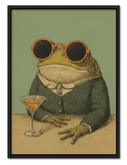 Cool Frog with Martini Wall Art