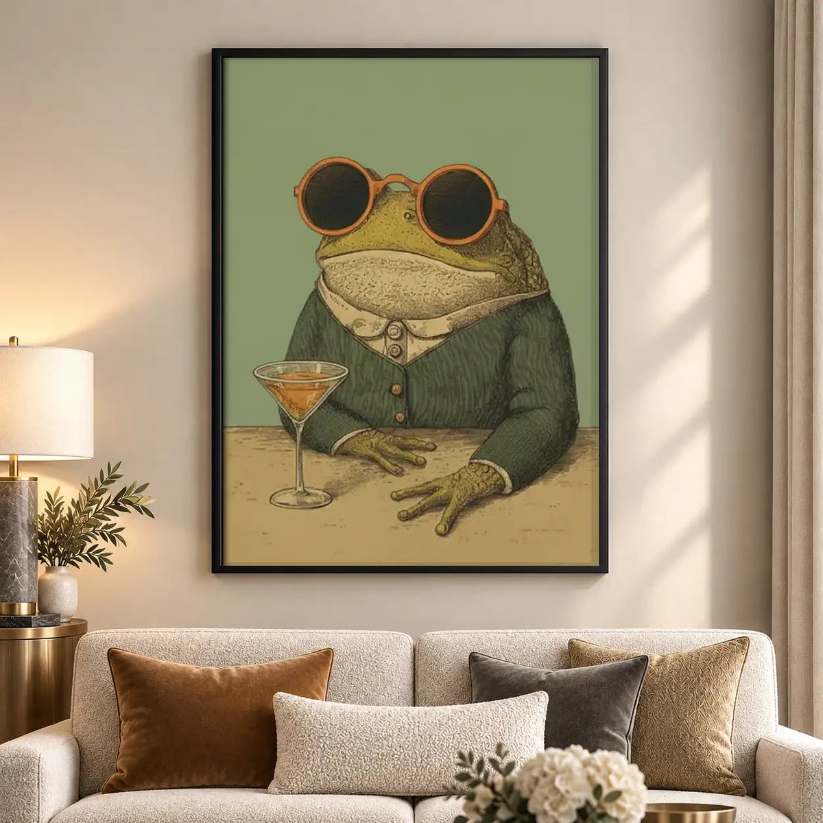 Cool Frog with Martini Wall Art 5