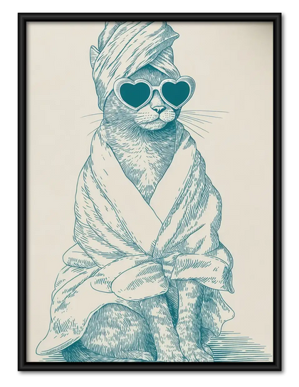 Cool White Cat in Bathrobe Wall Art