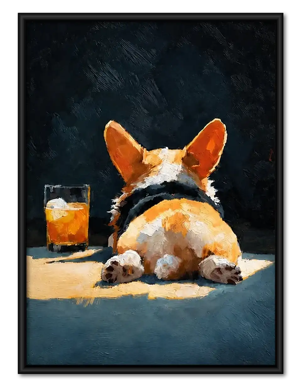 Corgi Relaxing with Whiskey Wall Art 1