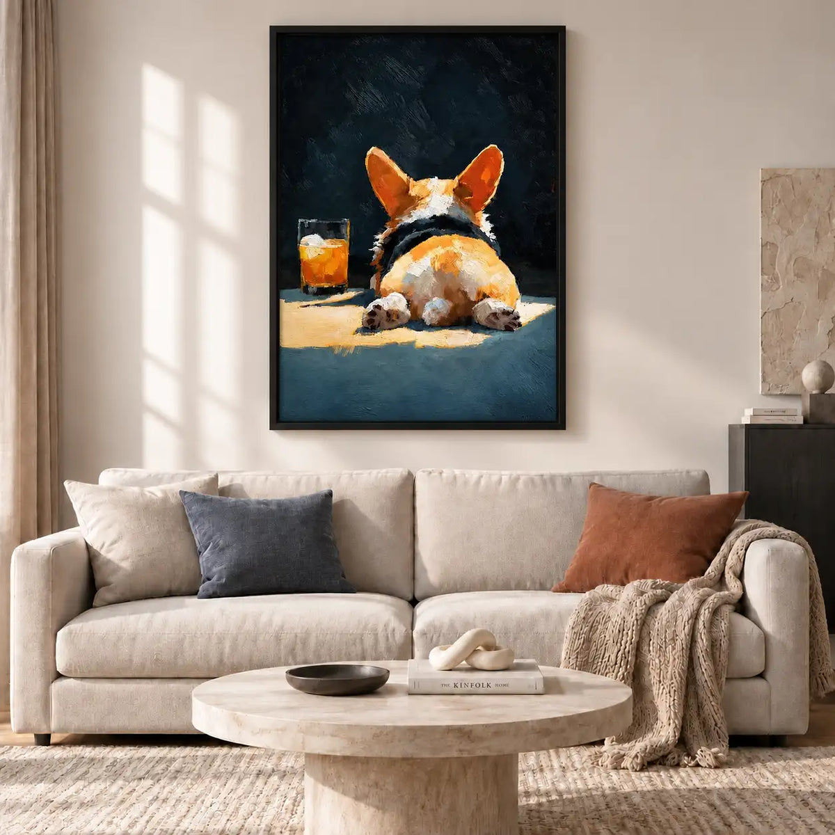 Corgi Relaxing with Whiskey Wall Art 2