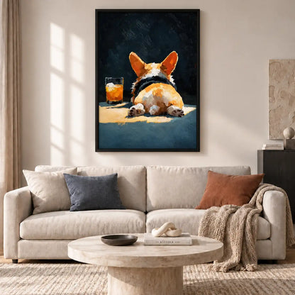 Corgi Relaxing with Whiskey Wall Art 2