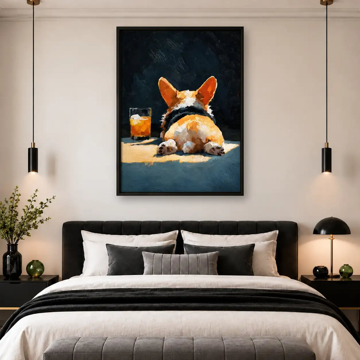 Corgi Relaxing with Whiskey Wall Art 4