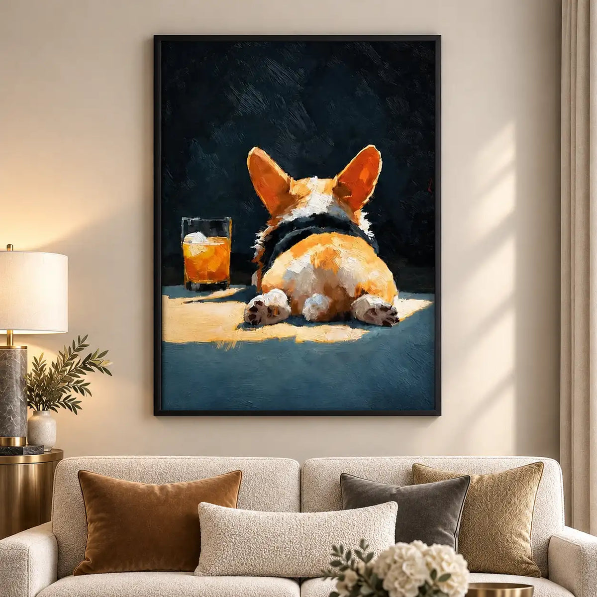Corgi Relaxing with Whiskey Wall Art 5