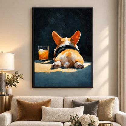 Corgi Relaxing with Whiskey Wall Art 5