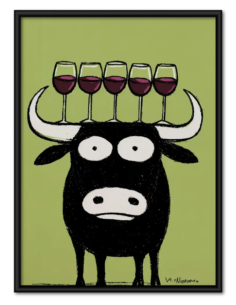 Cow Balancing Wine Glasses Wall Art 1