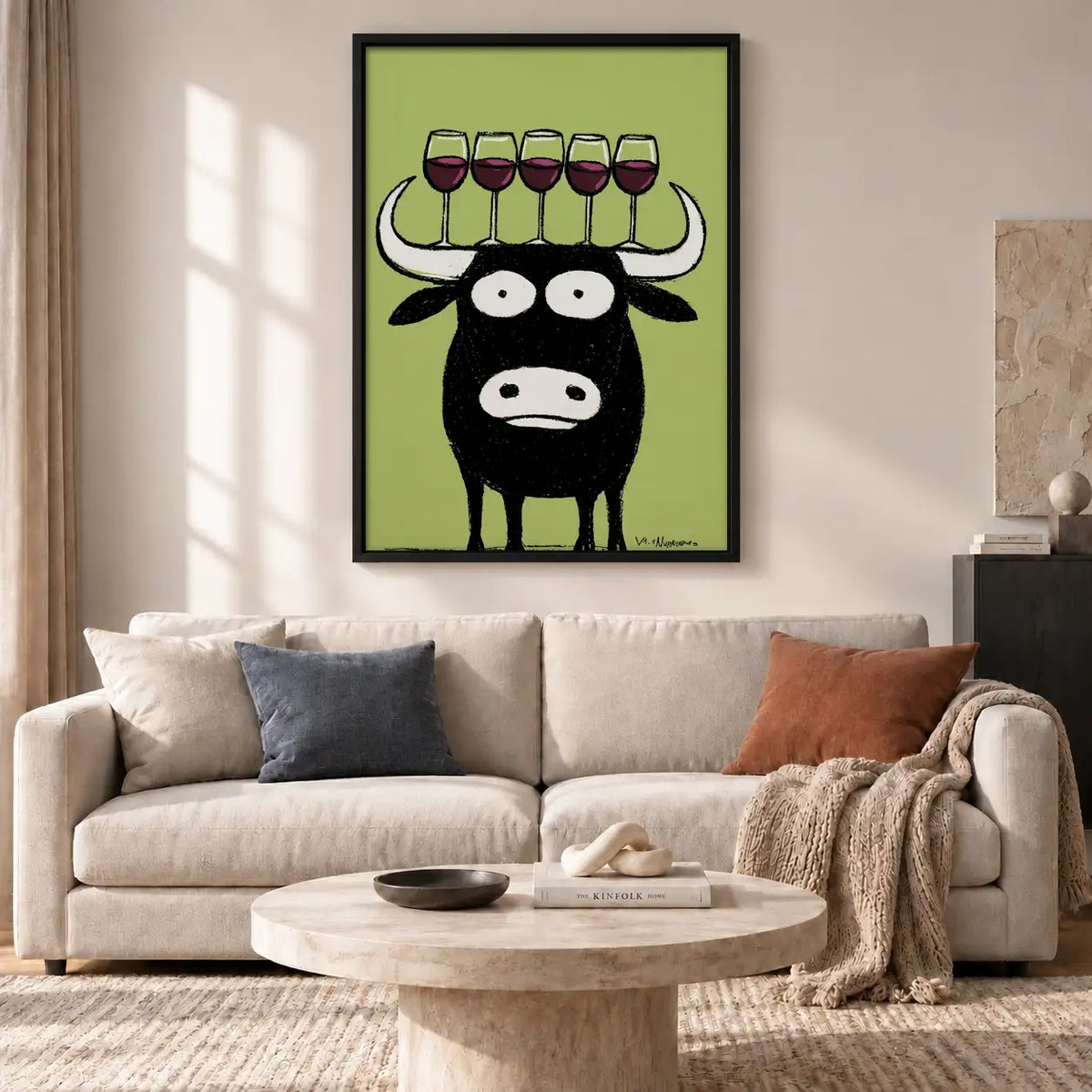 Cow Balancing Wine Glasses Wall Art 2