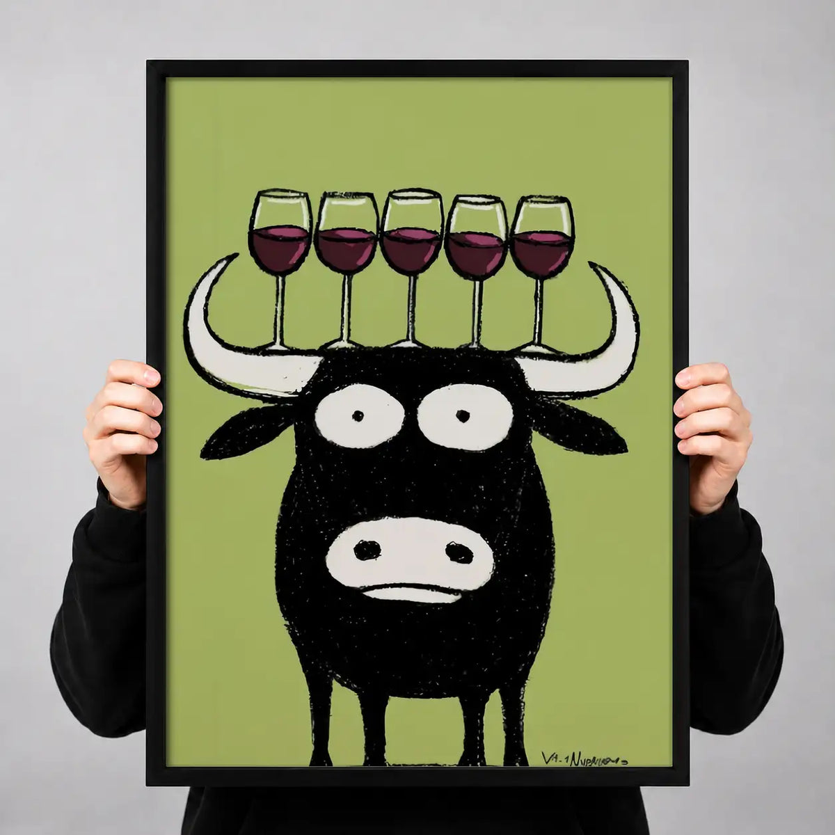 Cow Balancing Wine Glasses Wall Art 3
