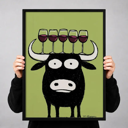 Cow Balancing Wine Glasses Wall Art 3